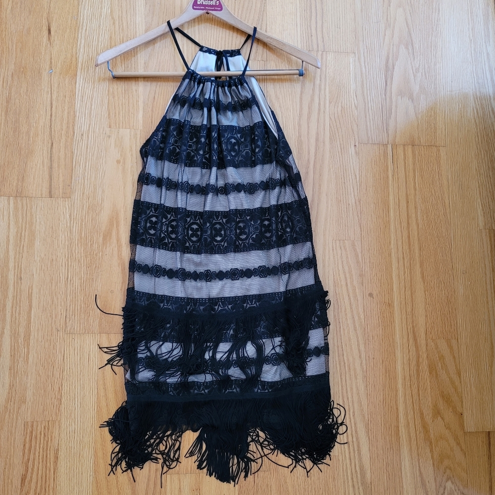 Bebe Fringe and Lace Flapper-esque Dress